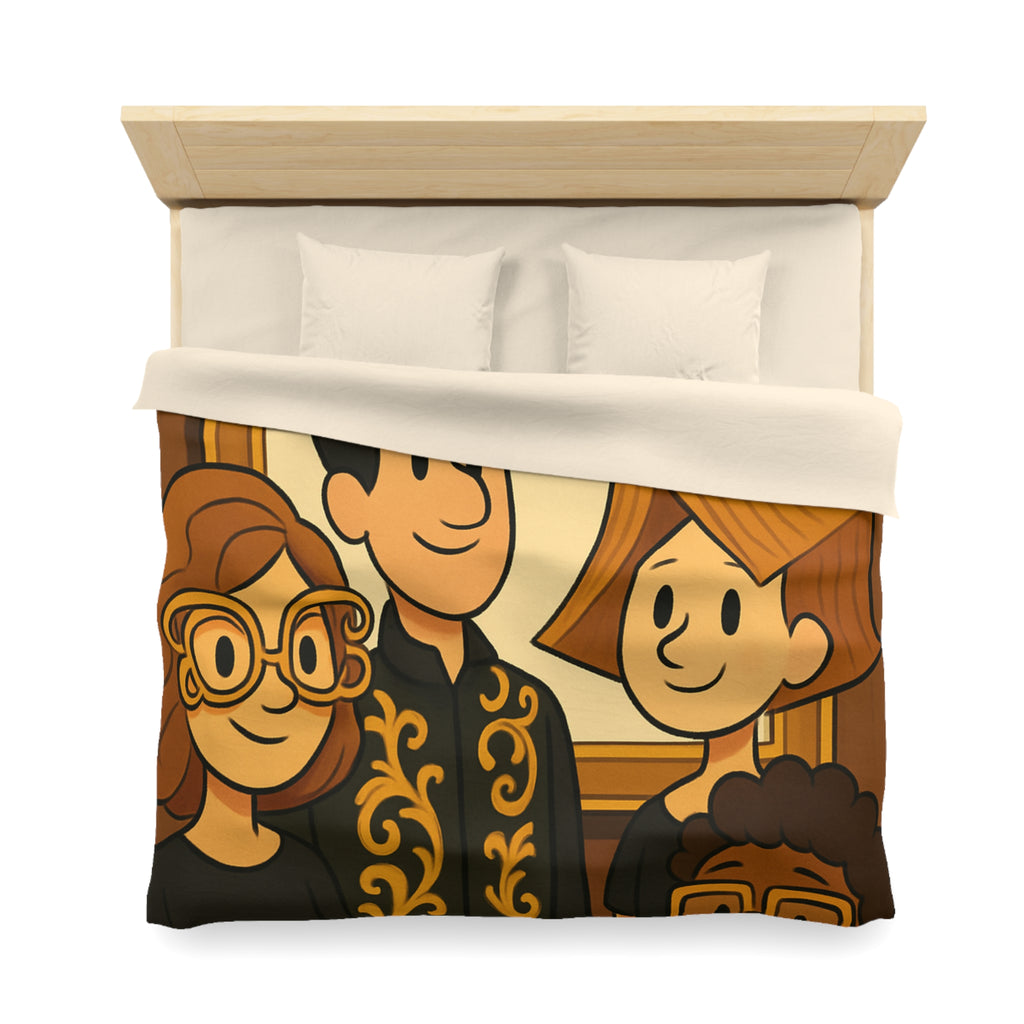 Housse de Couette Originale avec Illustration de Quatre Personnages Animés au Style Unique