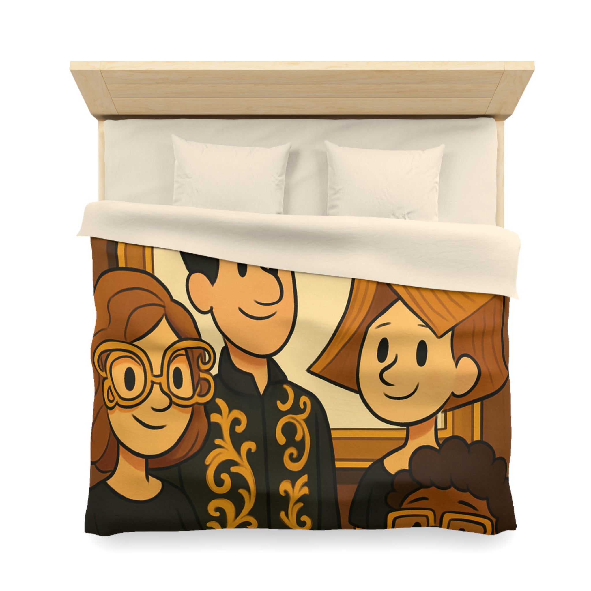 Housse de Couette Originale avec Illustration de Quatre Personnages Animés au Style Unique