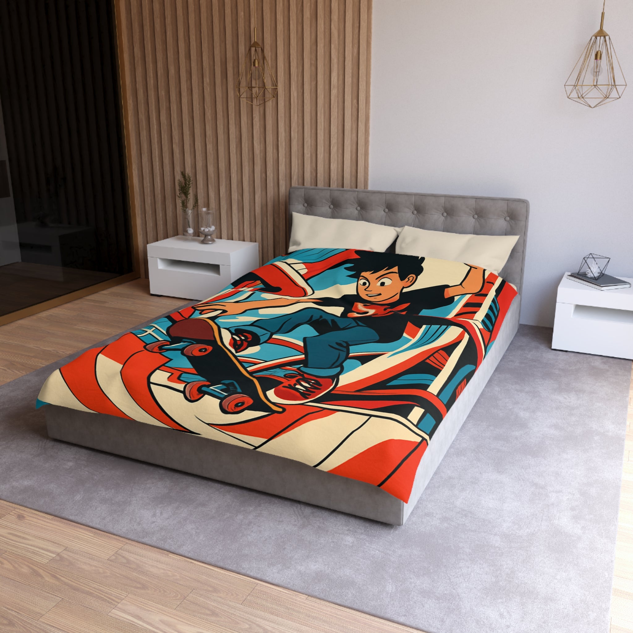 Housse de Couette Microfibre Motif Créatif Original Style Contemporain Chambre Élégante