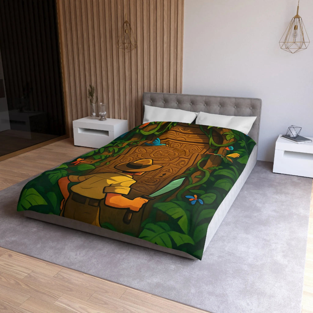 Housse De Couette Aventure Jungle Enjolivée De Motifs Anciens et Faune Colorée