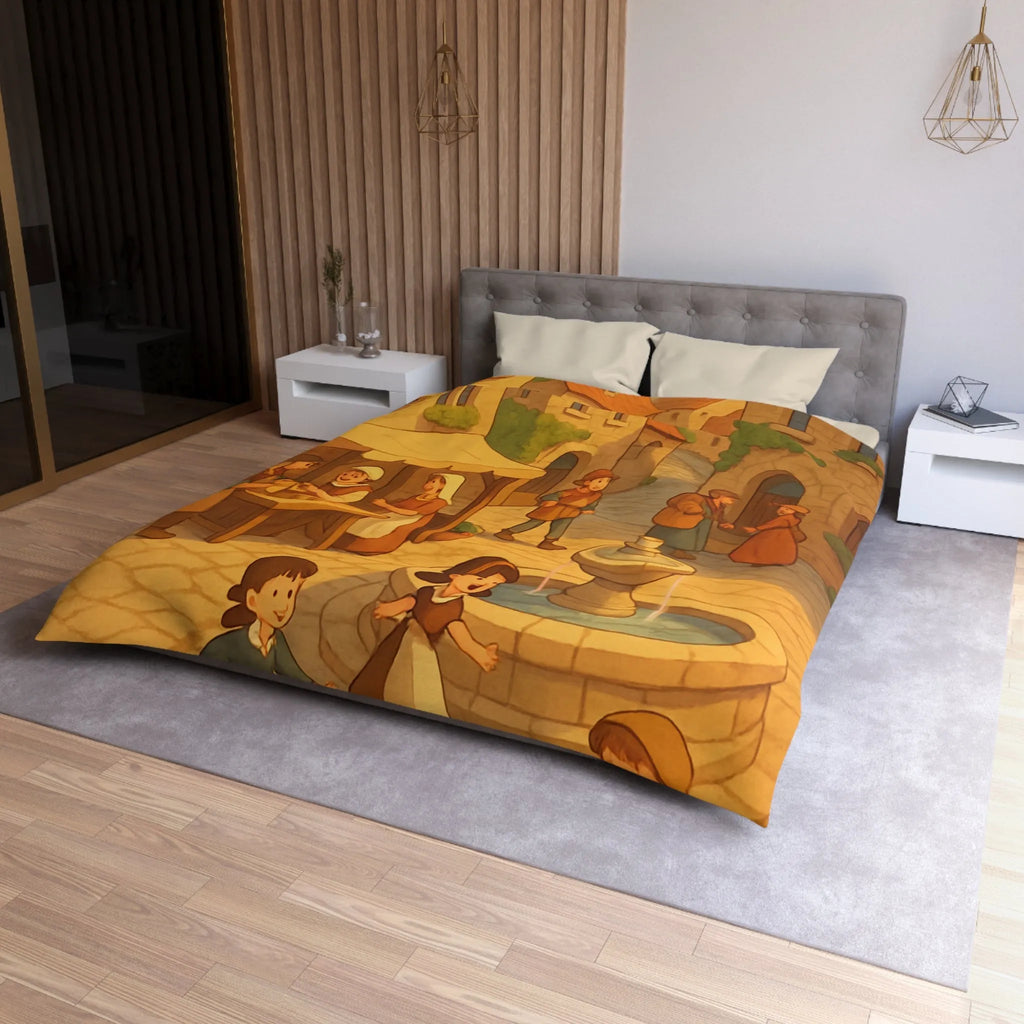 Housse de Couette Microfibre Art Graphique Contemporain Style Décoratif Chambre Tendance