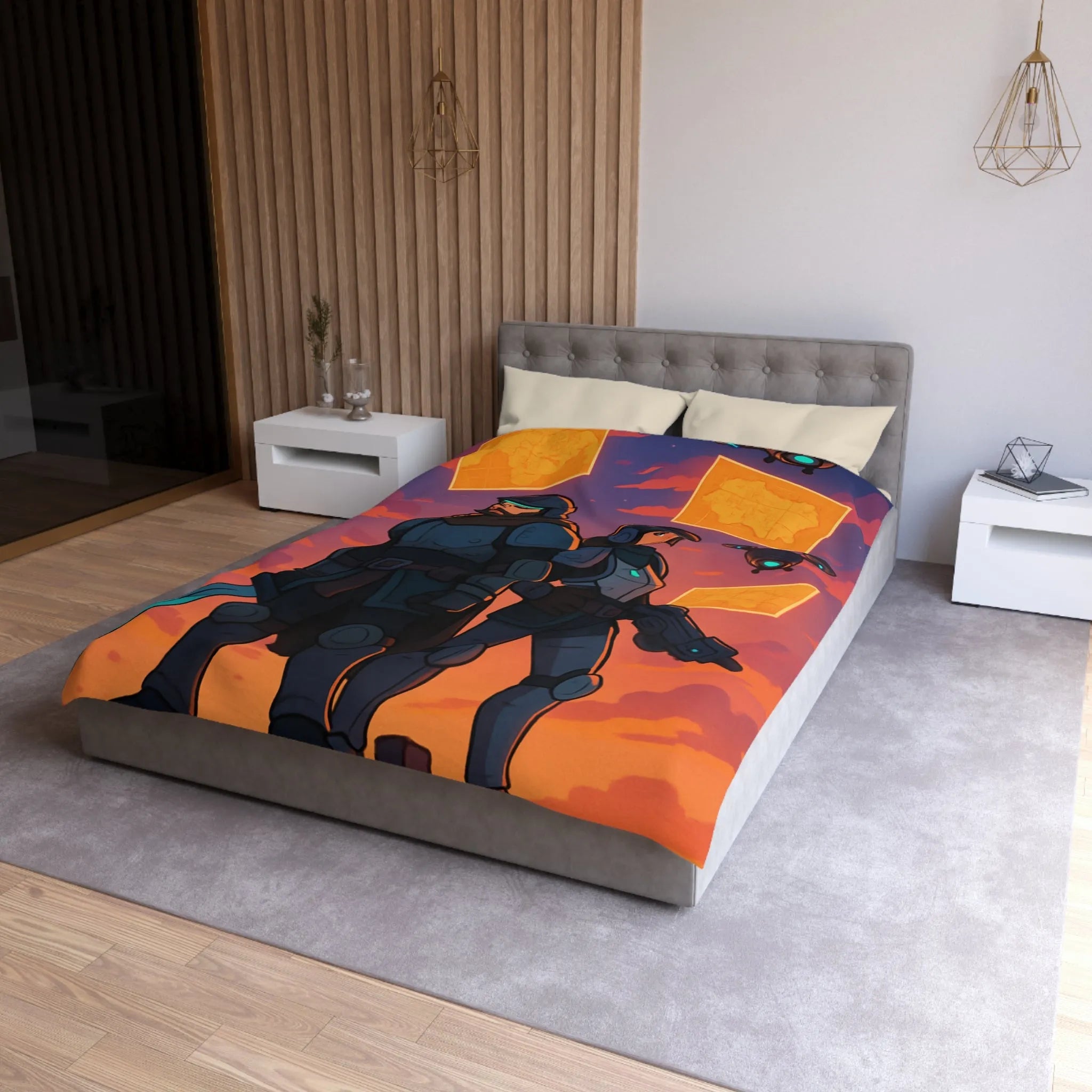 Explorez des mondes futuristes avec cette housse de couette au design captivant