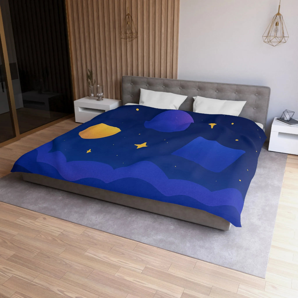 Housse de couette géométrique abstraite avec formes colorées et ciel étoilé nocturne