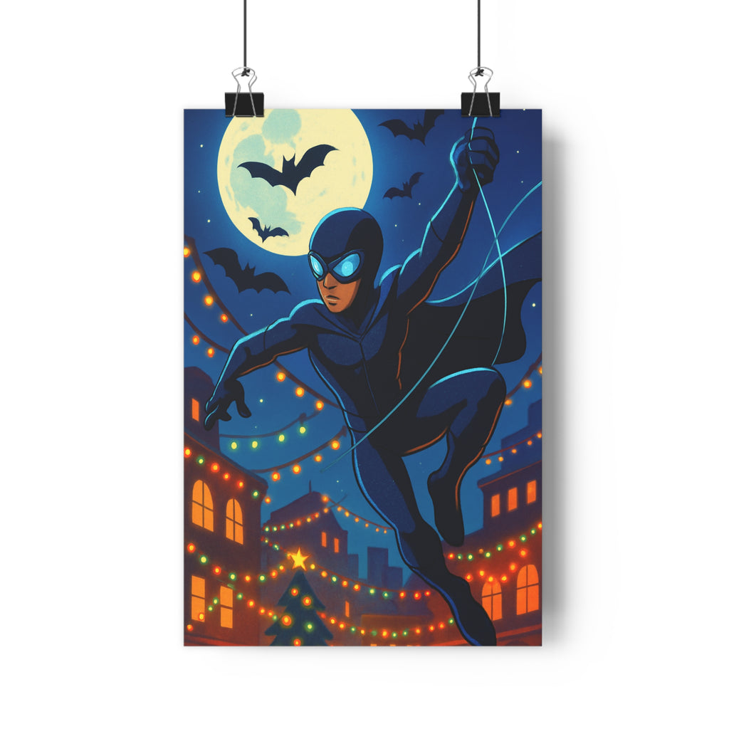 Poster décoratif héros mystérieux nuit bleu orange moderne chambre bureau ambiance captivante format 30x46