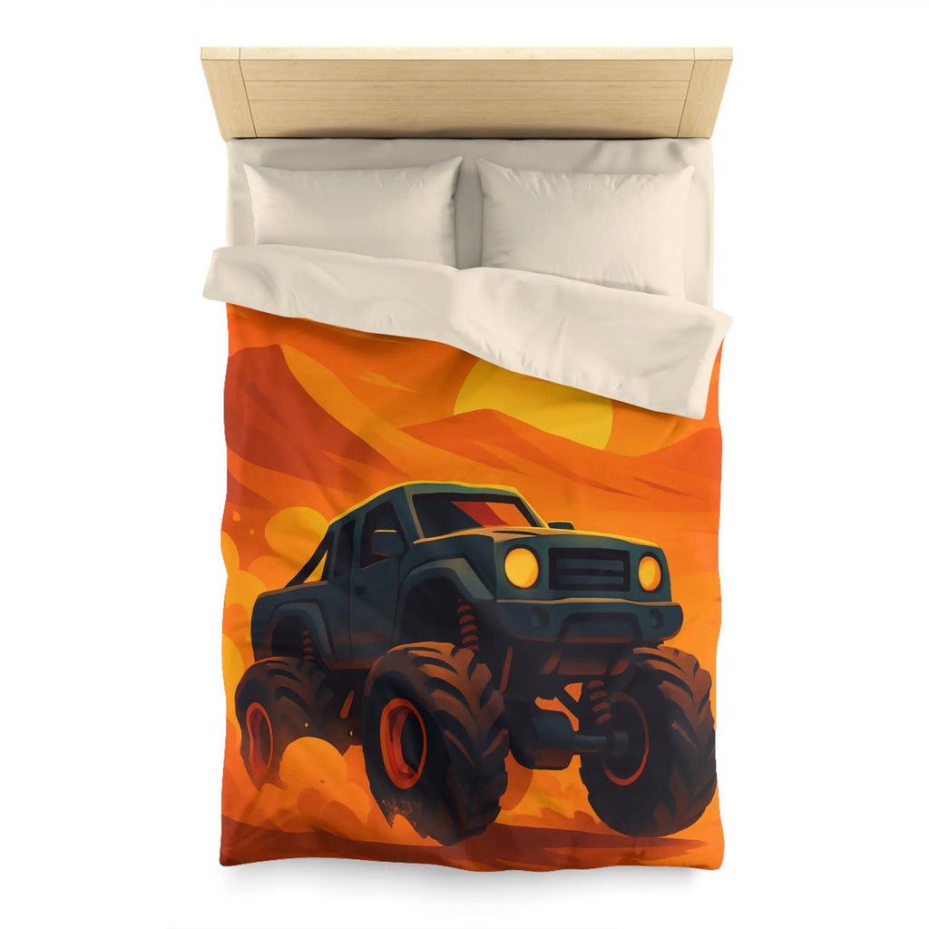 Housse de couette camion monstres désert coucher de soleil aventure pour chambre d'enfant