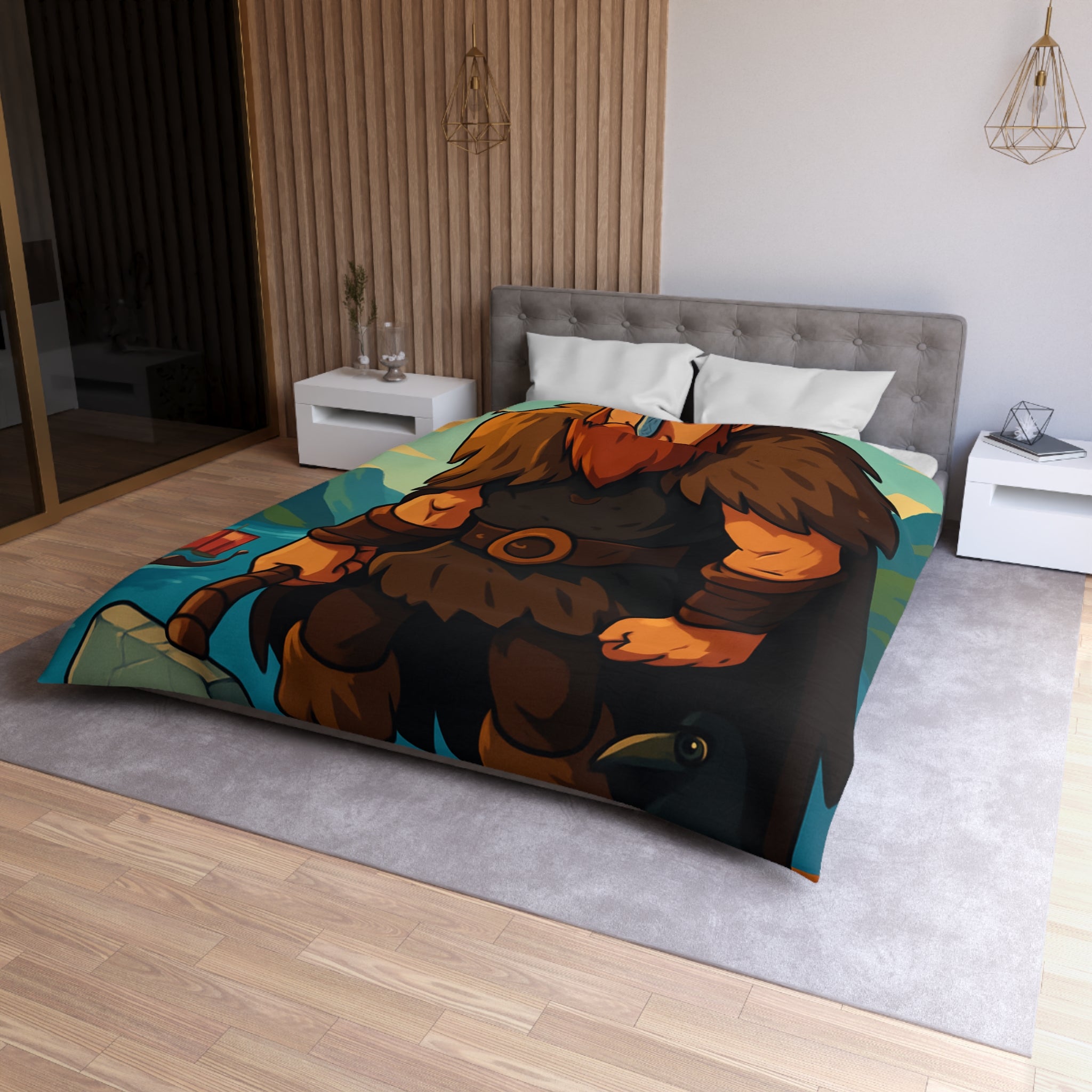 Housse de Couette Microfibre Illustration Unique Design Moderne Décoration Intérieure Raffinée