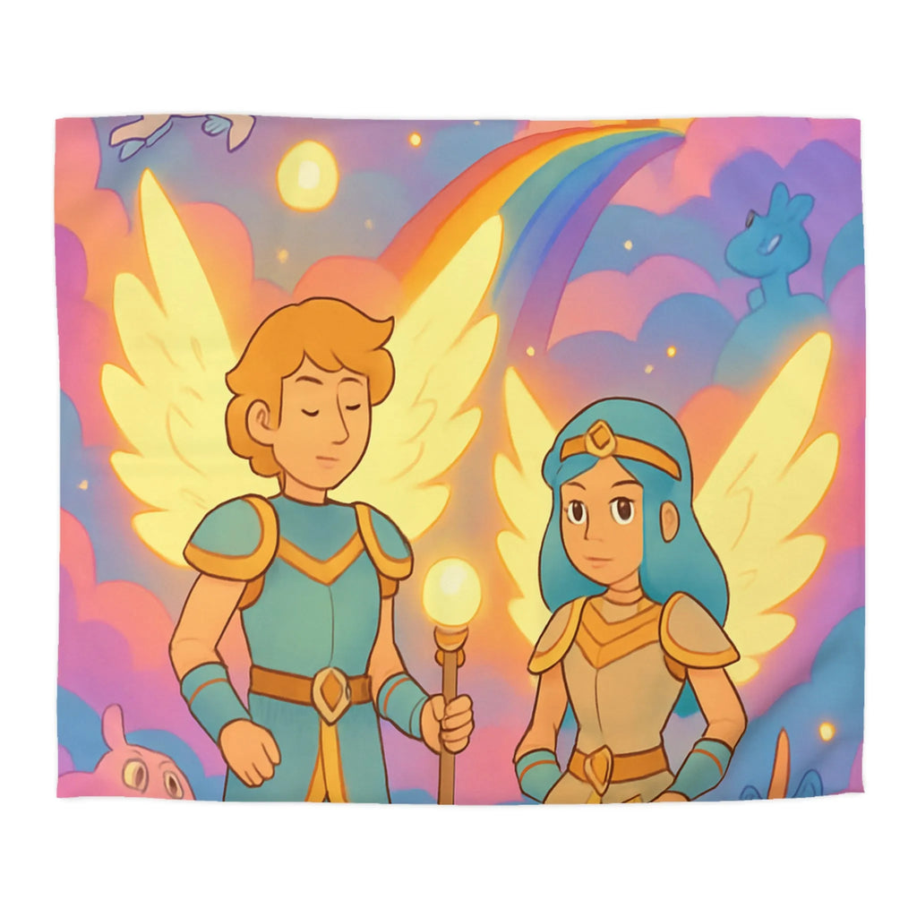 Housse de Couette Enfant Arc-en-ciel Angélique Château Fantastique Aventure Céleste