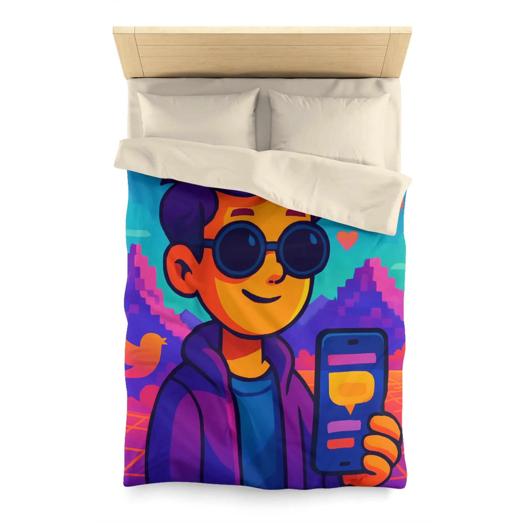 Housse de Couette Idéale pour Chambre Moderne avec Motifs Numériques Abstraits et Colorés