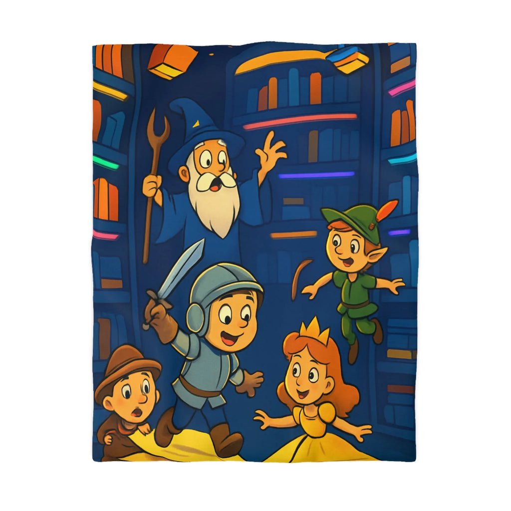 Housse de Couette Enchantée pour Enfants avec Contes Magiques et Personnages Historiques Colorés