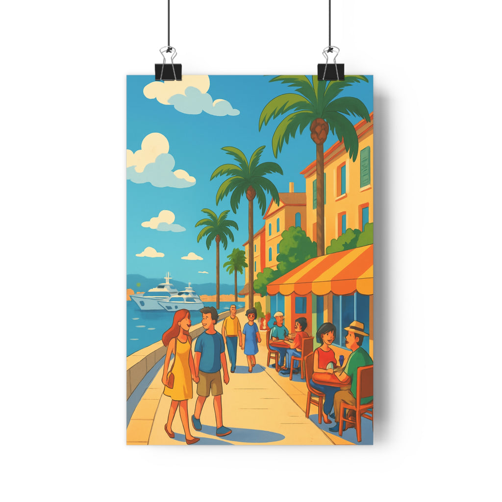 Poster décoratif méditerranéen dessin animé coloré estival joyeux salon chambre élégant tendance qualité premium