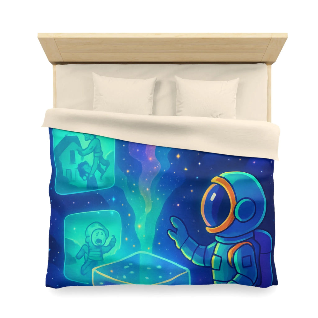 Housse de Couette Galaxie Enfant Rêveur avec Espace, Astronaute et Cube Mystique