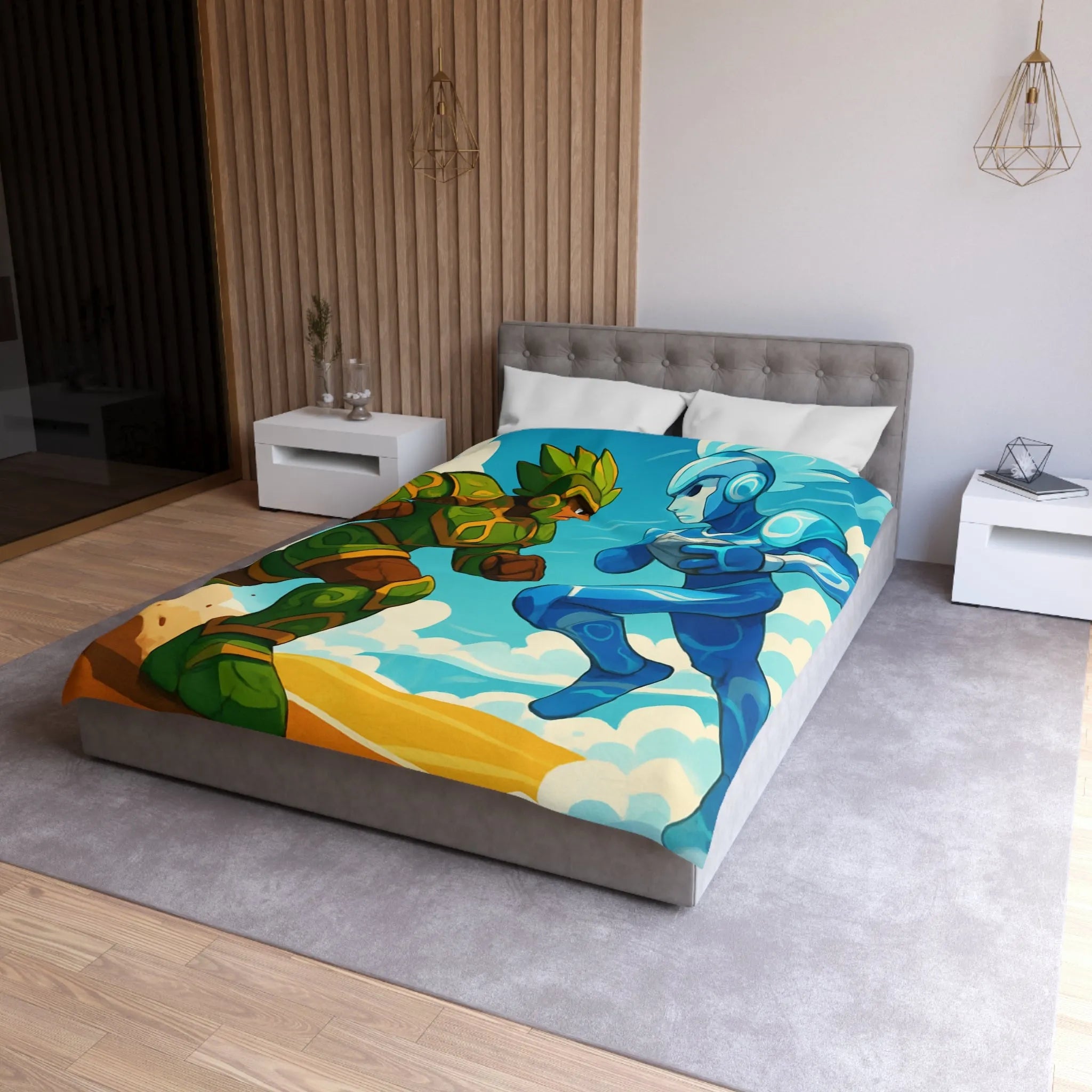 Énergie et Éléments Fusionnent dans un Duel Artistique Coloré pour Housse de Couette