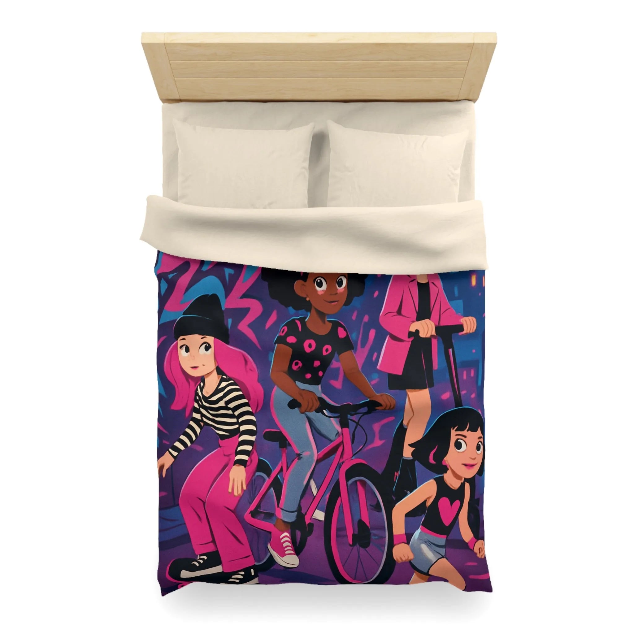 Housse de Couette Microfibre Art Graphique Contemporain Style Décoratif Chambre Tendance