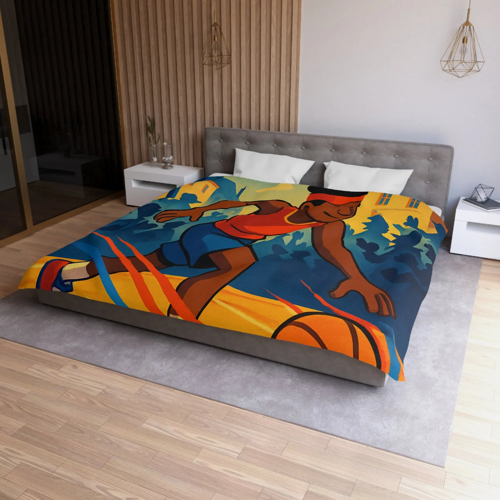 Housse de Couette Enfant Basket Rue Illustration Vibrante Style Bande Dessinée Jeune Esprit