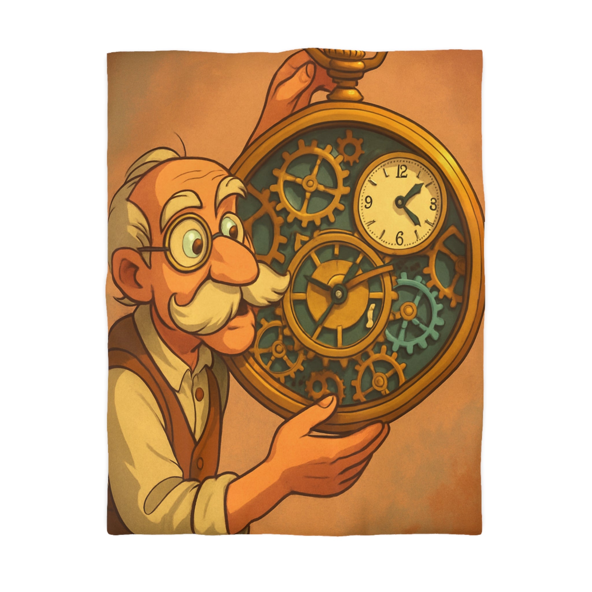 Housse de Couette Vintage Horloger avec Design Unique d'Engrenages et Montre Ancienne