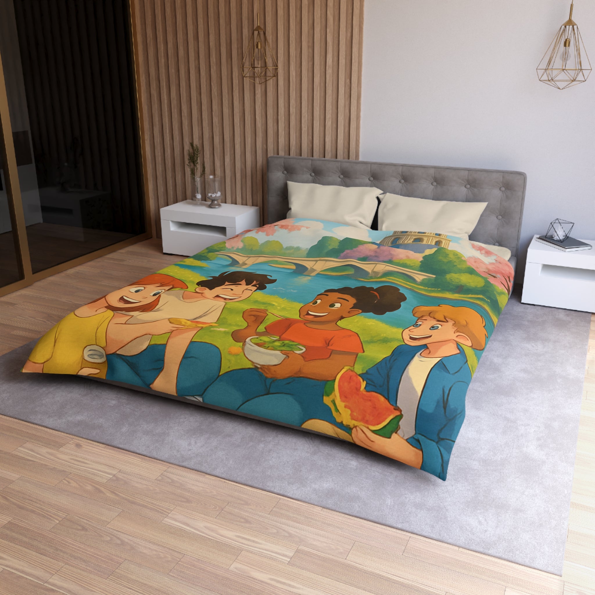 Housse de Couette Microfibre Motif Créatif Original Style Contemporain Chambre Élégante