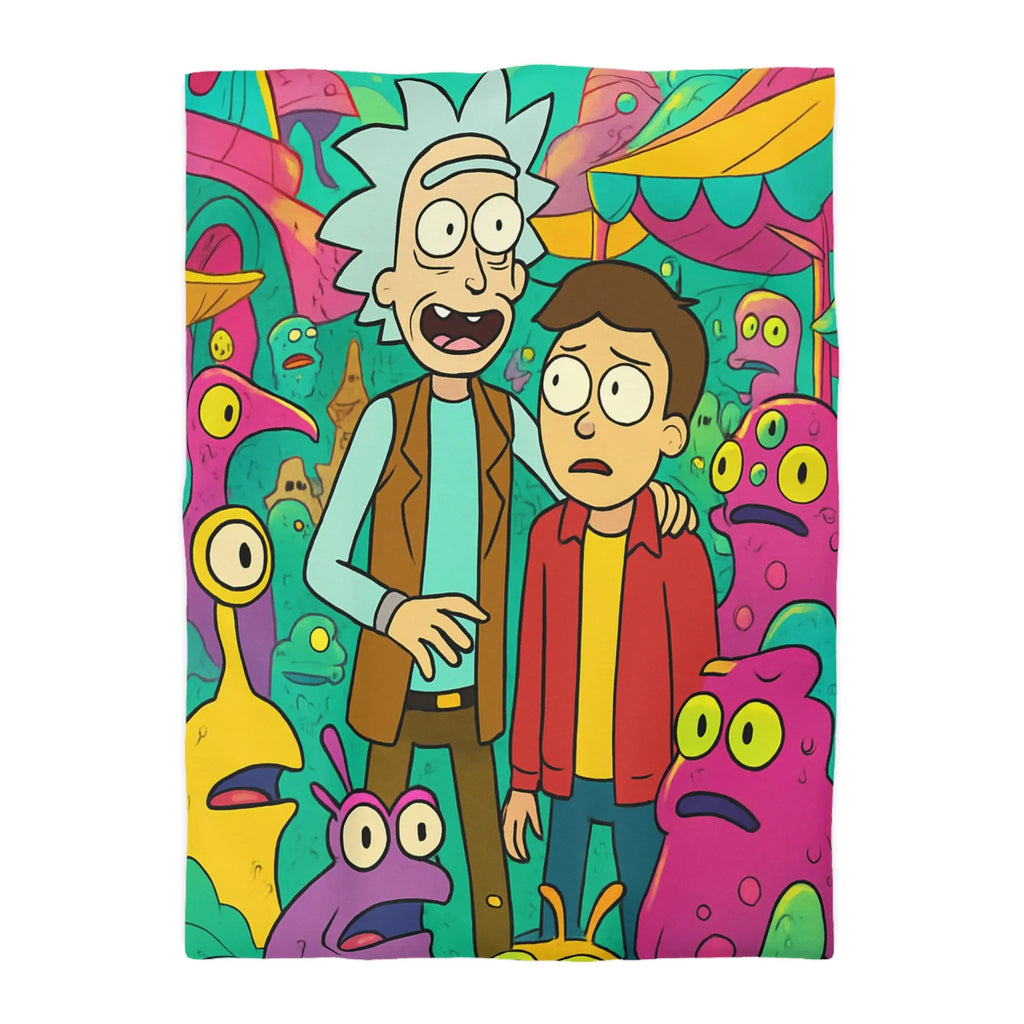 Housse de couette extravagante avec motifs extraterrestres et ambiance science-fiction colorée animée