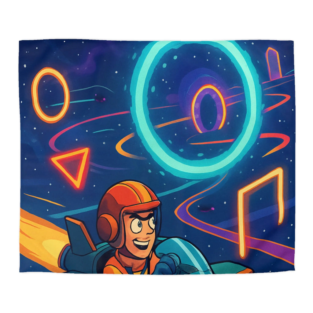 Housse de Couette Enfantine avec Motifs Spatiaux et Dessins de Vaisseau Spatial