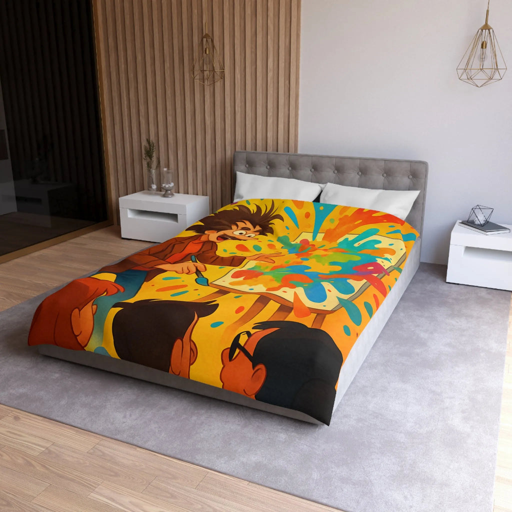 Housse de couette inspirée d'artiste créatif avec explosion de couleurs vibrantes et joyeuses