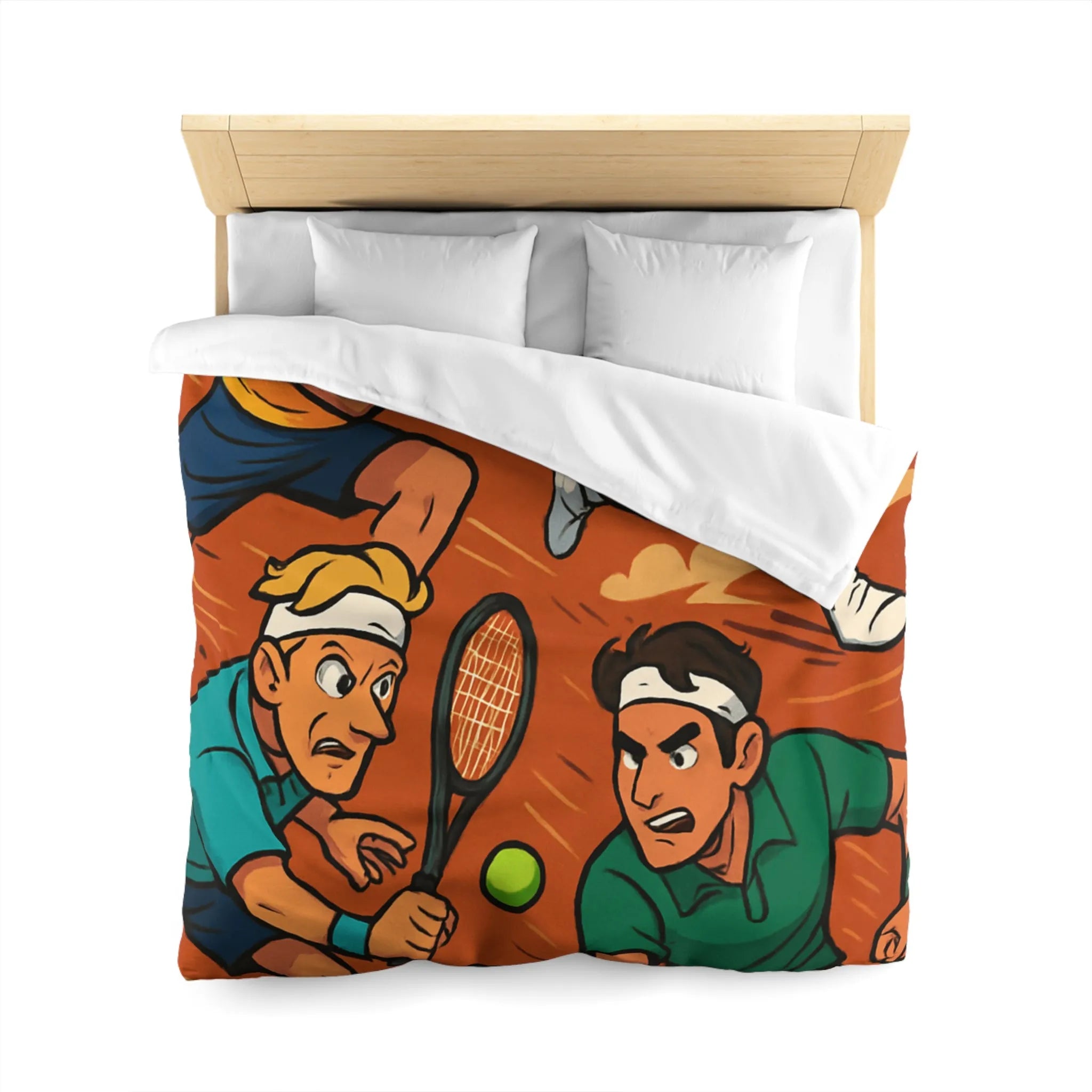 Housse de couette dynamique de tennis avec joueurs animés et fond terre battue