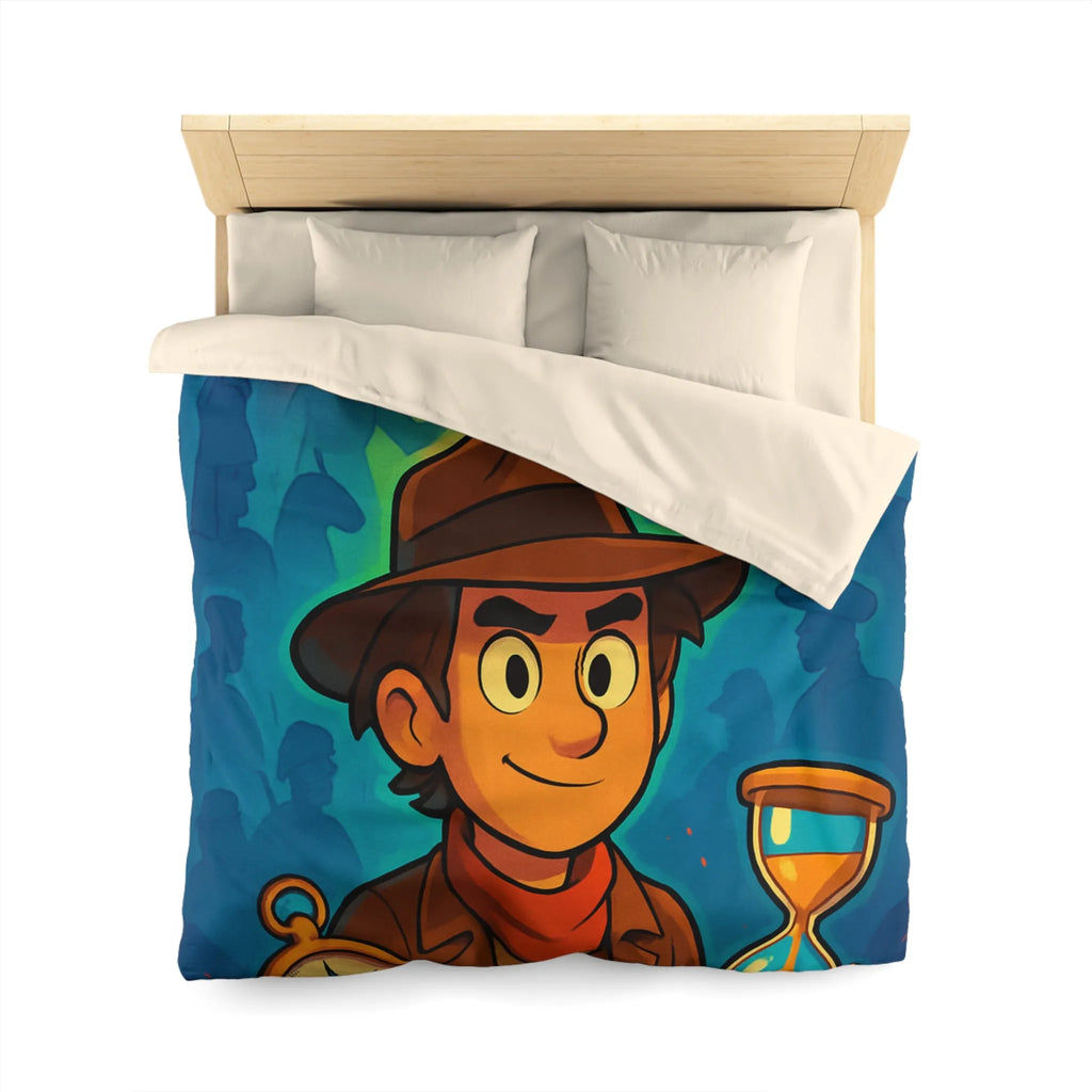 Décor Aventure Mystérieuse Housse de Couette avec Illustration de Voyageur et Sablier