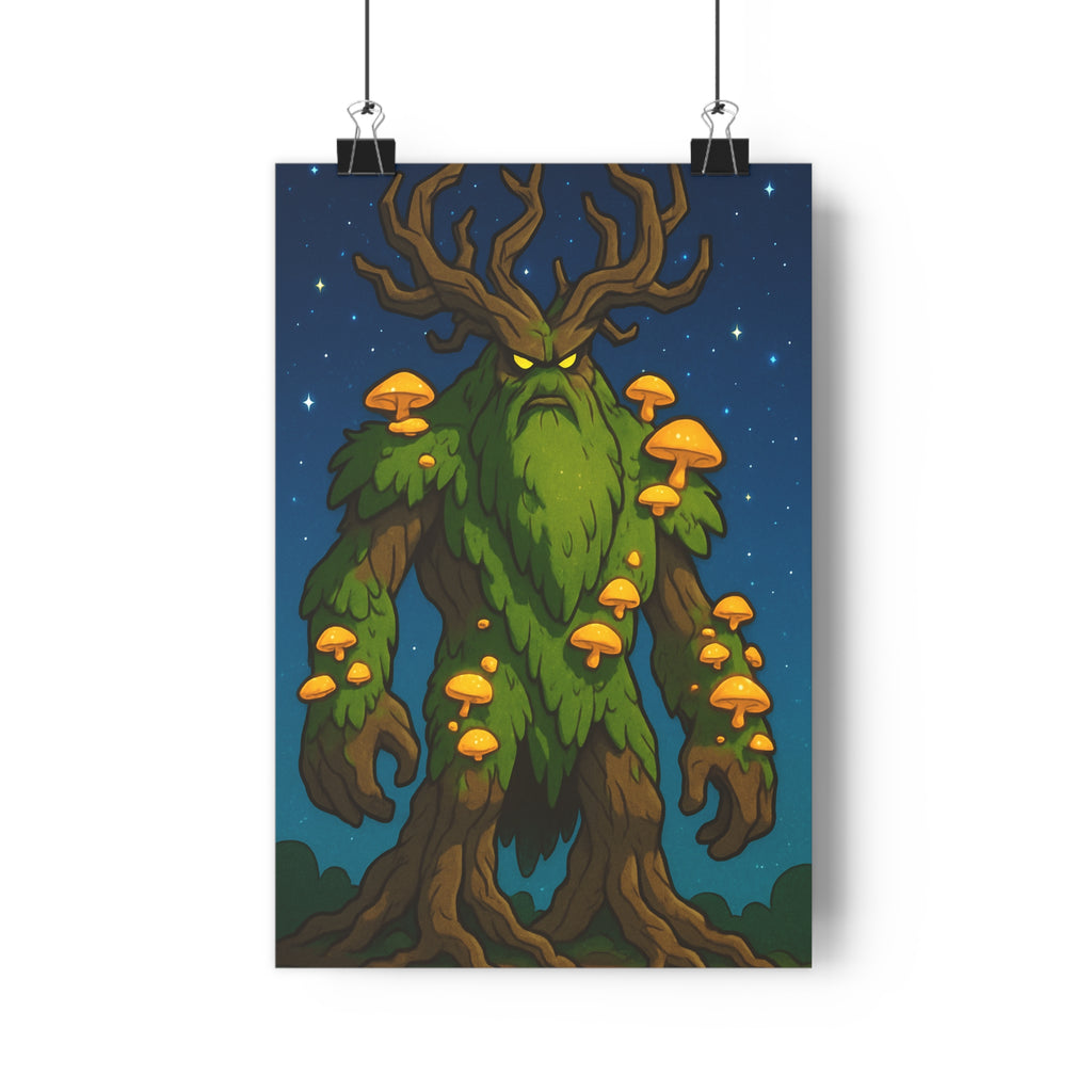 Poster décoratif créature cartoon féerique arbre mystique bois vert orange magique intérieur chambre 30x46