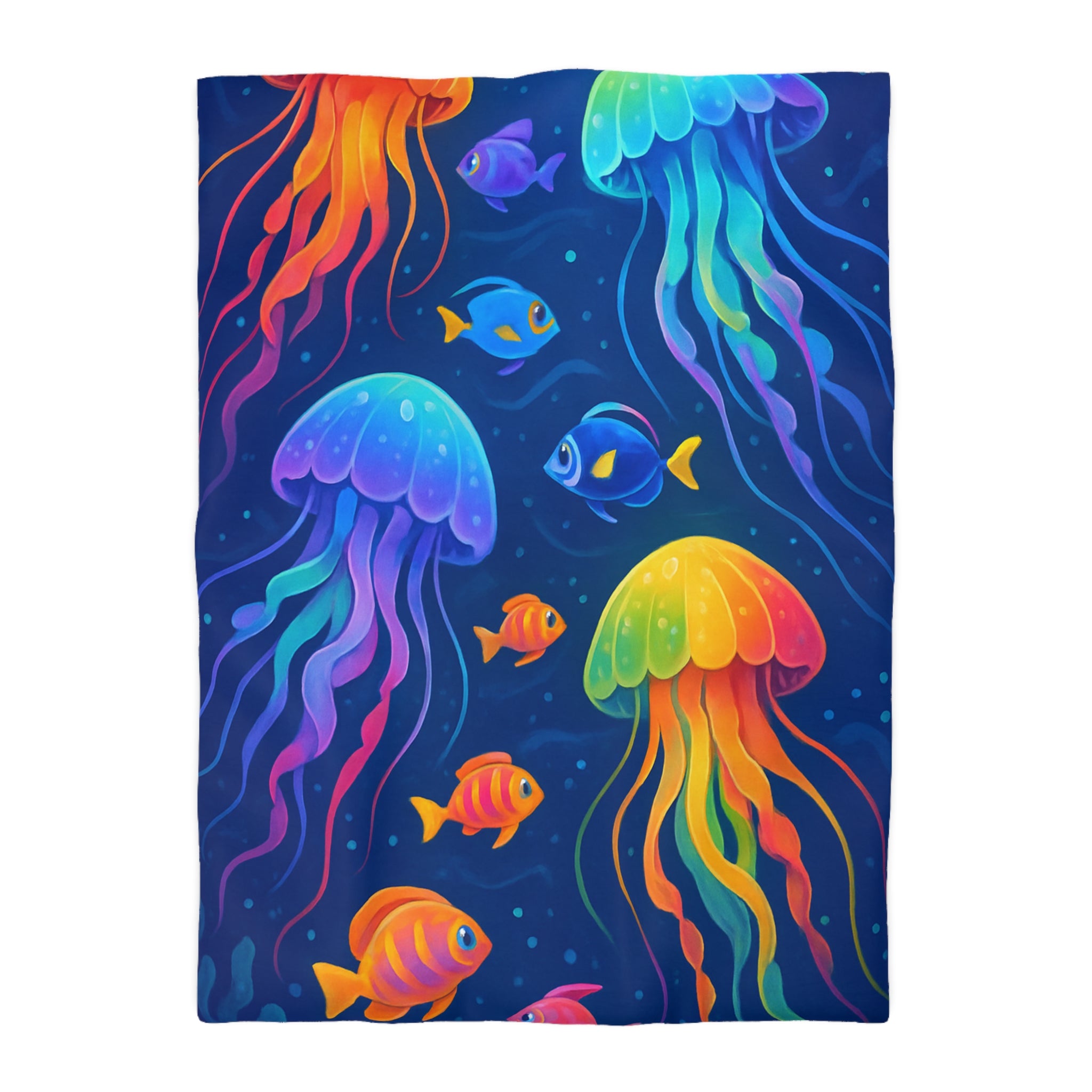 Housse de Couette Océanique Méduse Arc-en-ciel pour Décoration de Chambre Enfant Créative