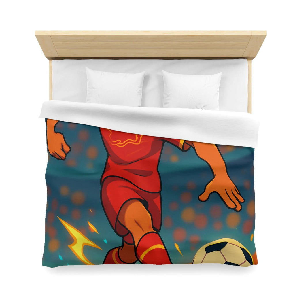 Housse de couette football enfant design joueur intense terrain animation colorée