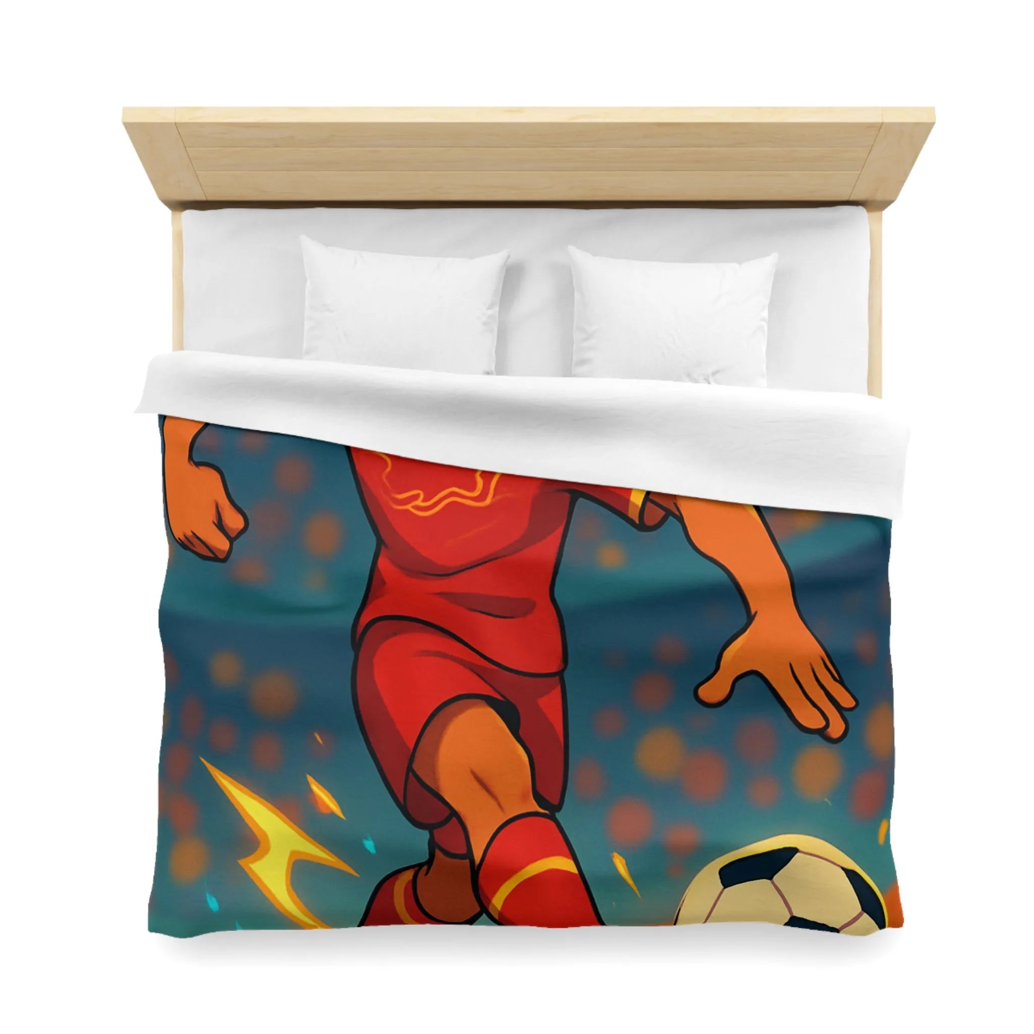 Housse de couette football enfant design joueur intense terrain animation colorée