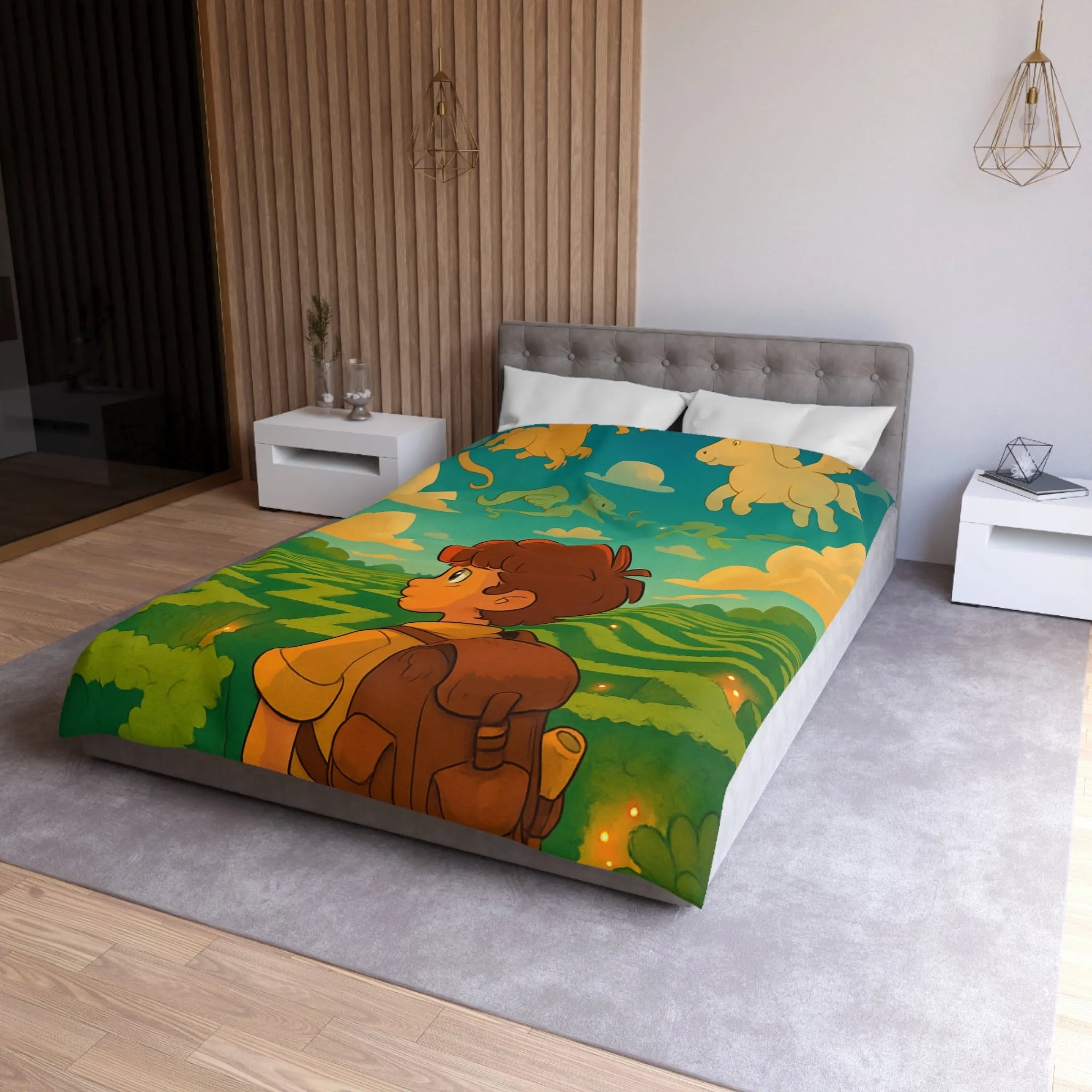 Housse de couette magique avec labyrinthe et créatures fantastiques pour enfants rêveurs