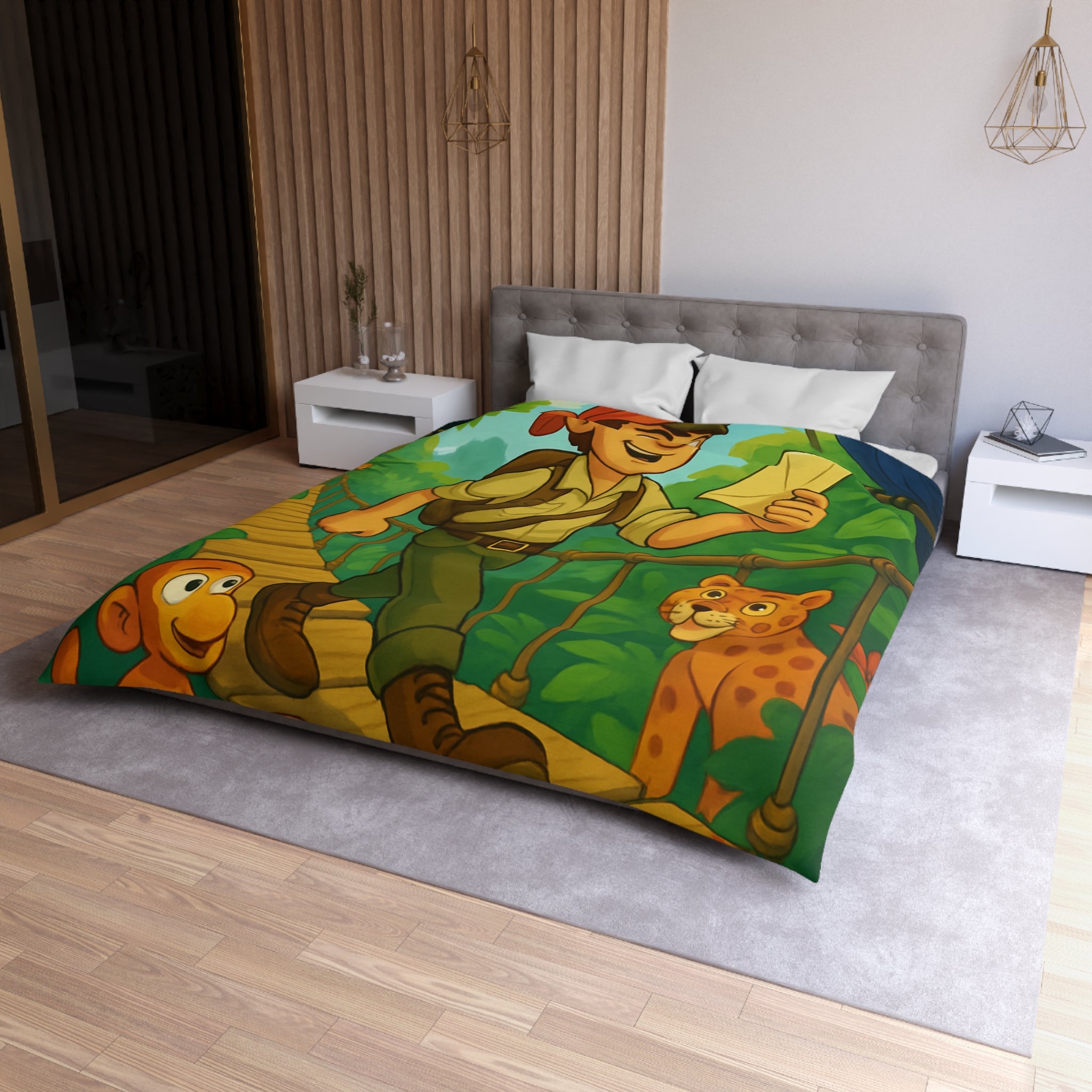 Housse de Couette Microfibre Motif Créatif Original Style Contemporain Chambre Élégante