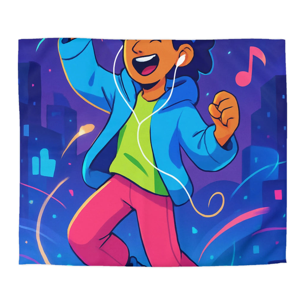 Housse de couette dynamique : Jeune dansant casque urbain musique nuit étoilée