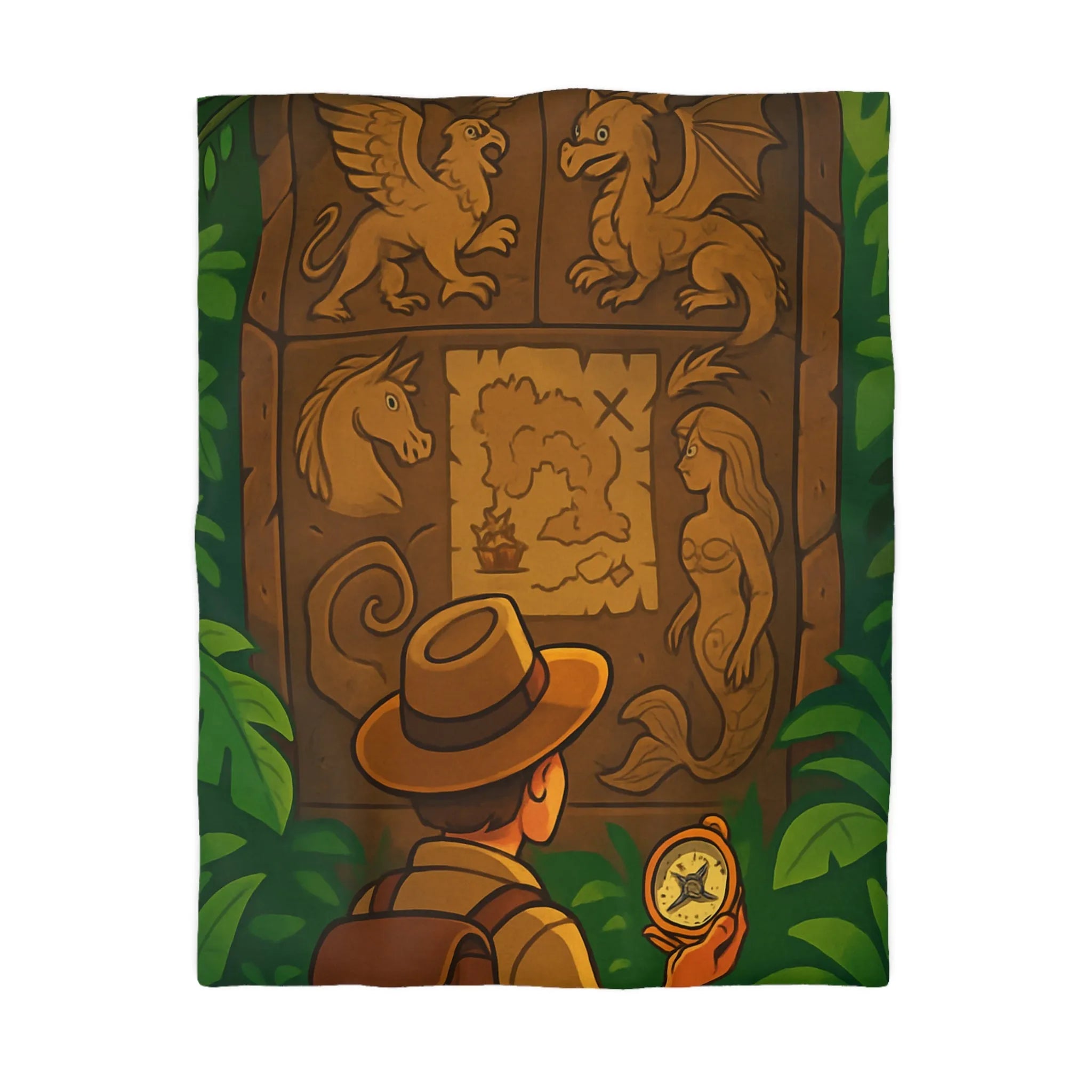 Explorez des créatures mythiques dans la jungle avec notre housse de couette détaillée et colorée