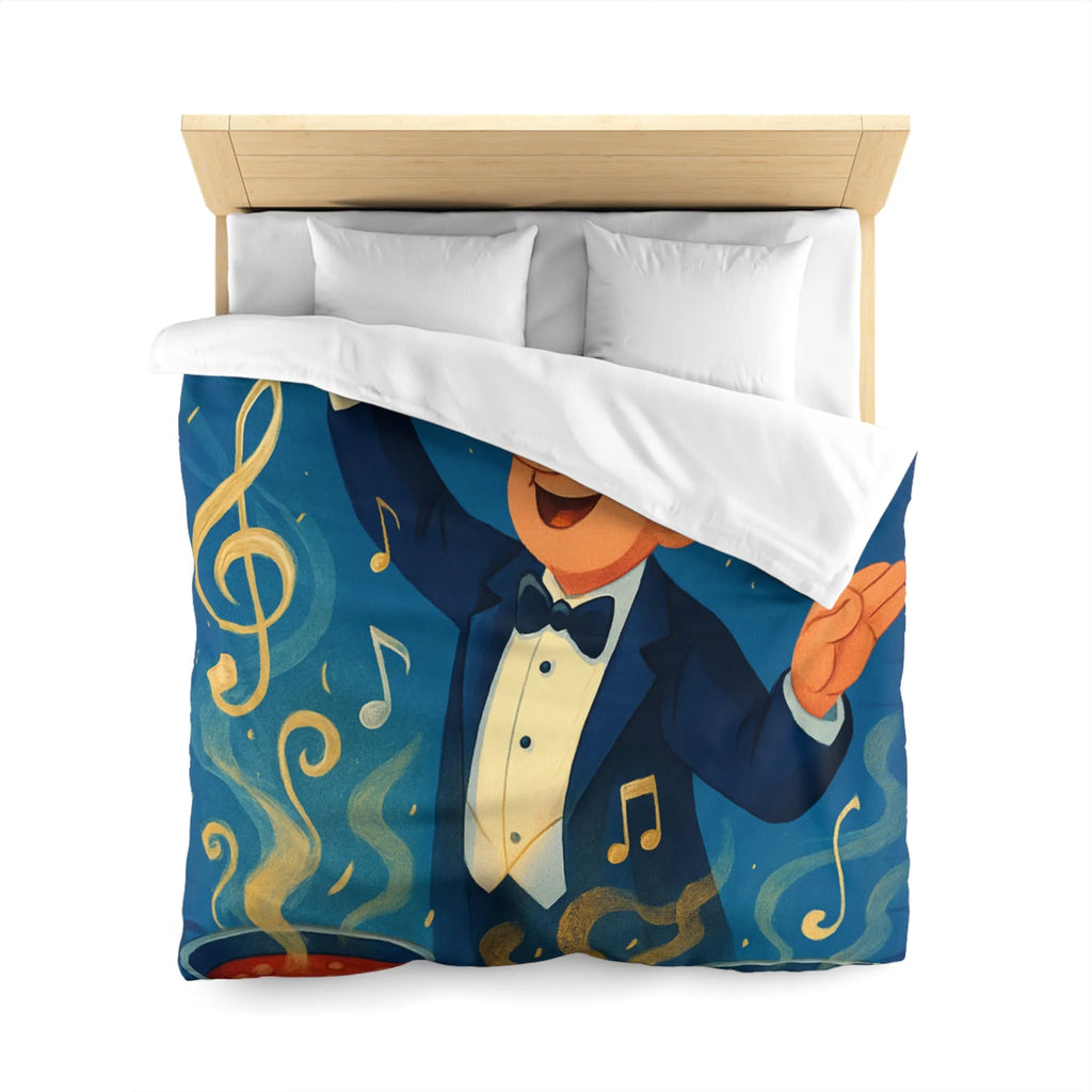 Chef chef d'orchestre culinaire dirige musique en cuisinant mélodies savoureuses et colorées