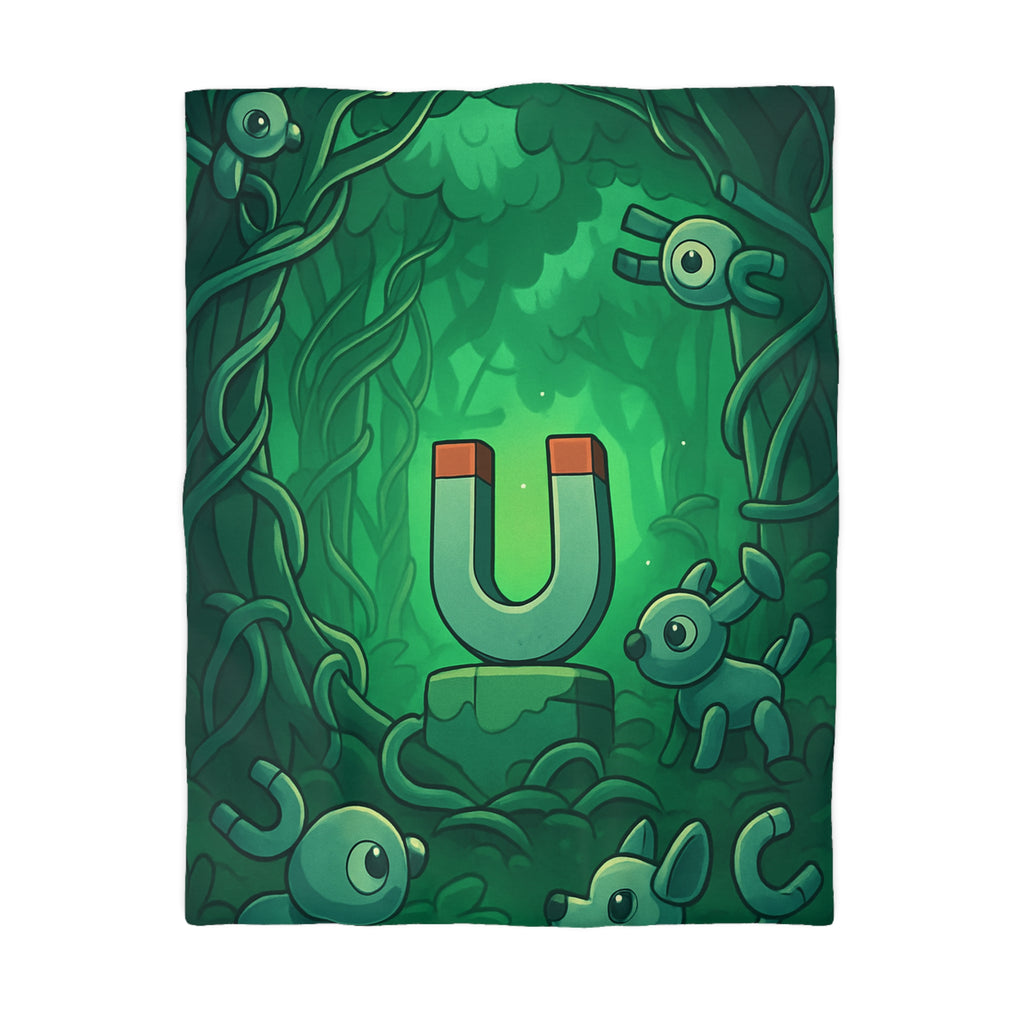 Housse de couette verte forêt magnétique animaux déco pour chambre enfants imaginative