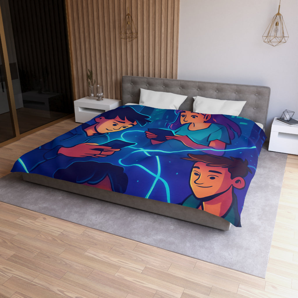 Housse de couette numérique moderne avec design connecté et technologie urbaine futuriste