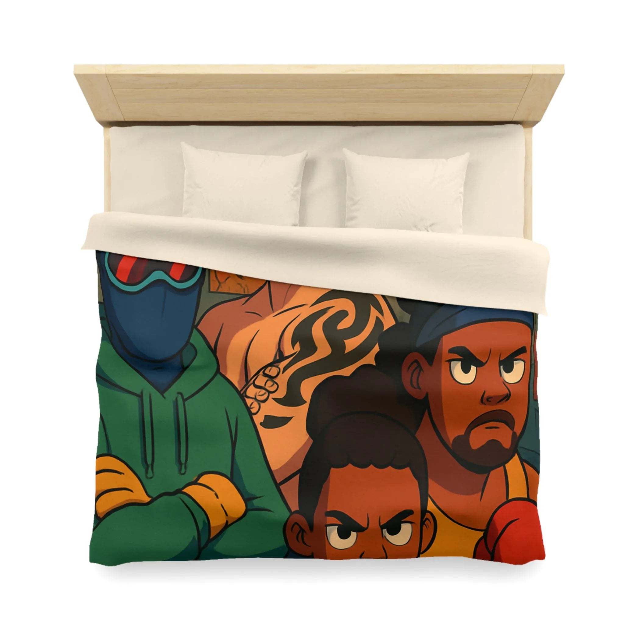 Housse de couette colorée avec boxeurs dessin animé pour chambre enfant sportive unique