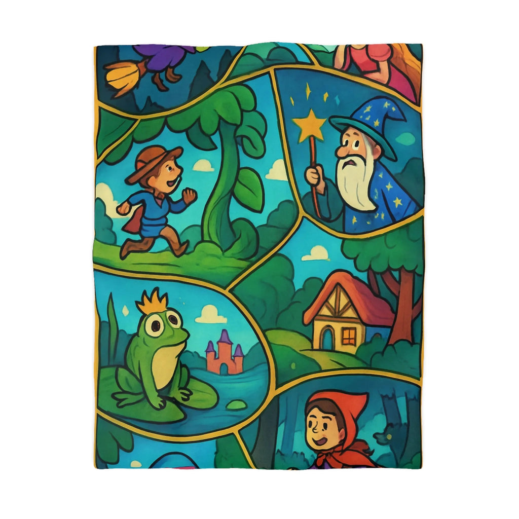 Housse de couette féerique avec illustrations magiques de contes de fées pour enfants rêveurs