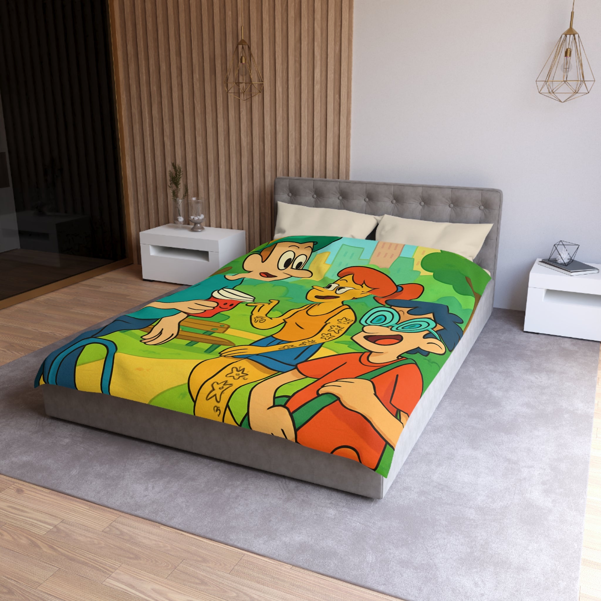 Housse de Couette Microfibre Illustration Unique Design Moderne Décoration Intérieure Raffinée