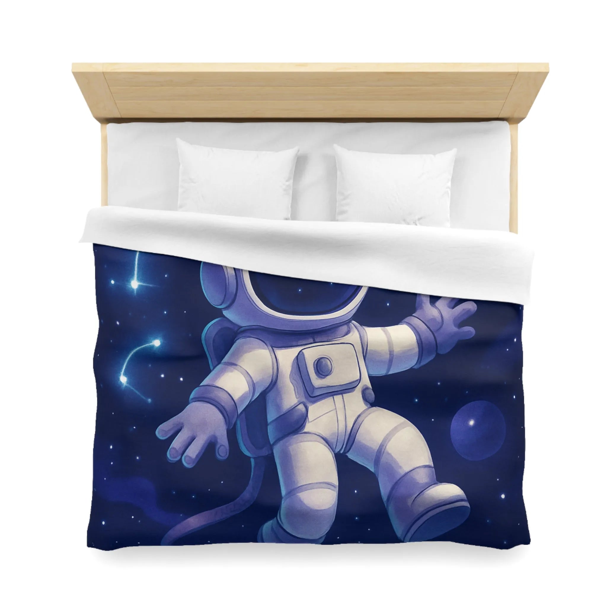 Housse de Couette Astronaute en Espace Étoilé avec Constellations et Planètes Colorées