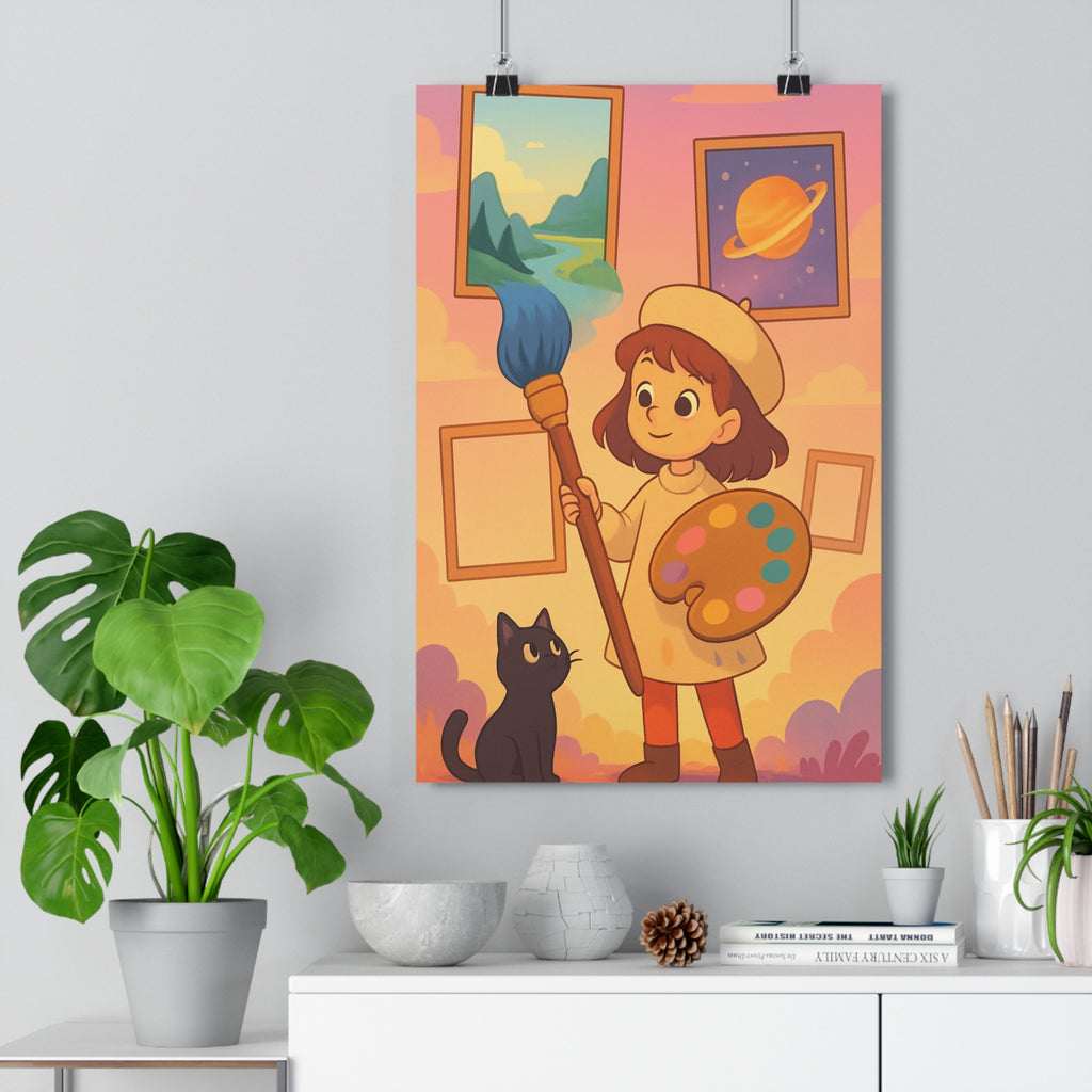 Poster décoratif artistique rêveur pastel chambre salon moderne créatif féerique enfant ambiance colorée unique
