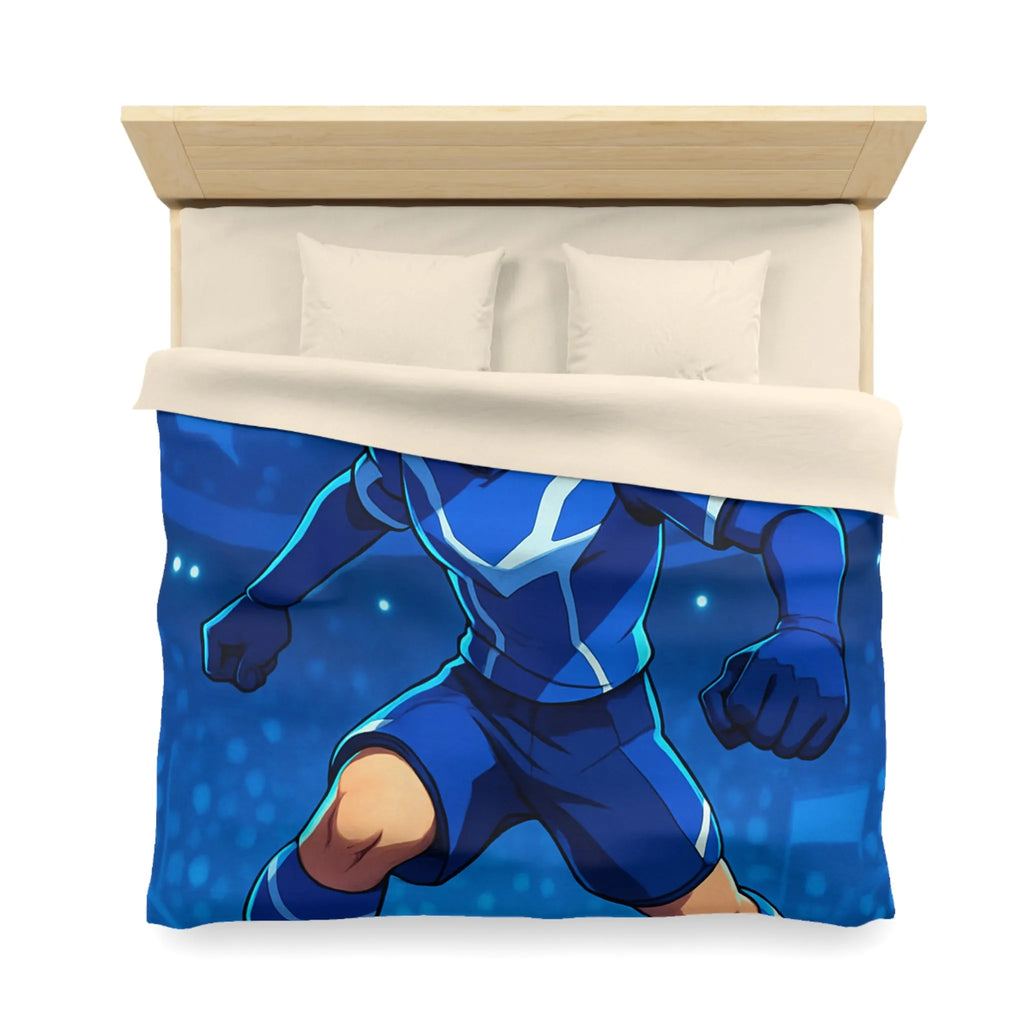 Housse de couette avec joueur de foot animé, style dynamique et lumineux, ambiance sportive