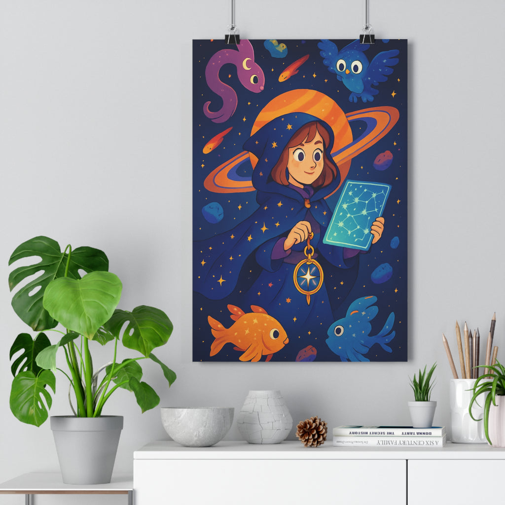 Poster décoratif magique étoilé bleu pastel mystique chambre enfant détente moderne 30x46 qualité premium