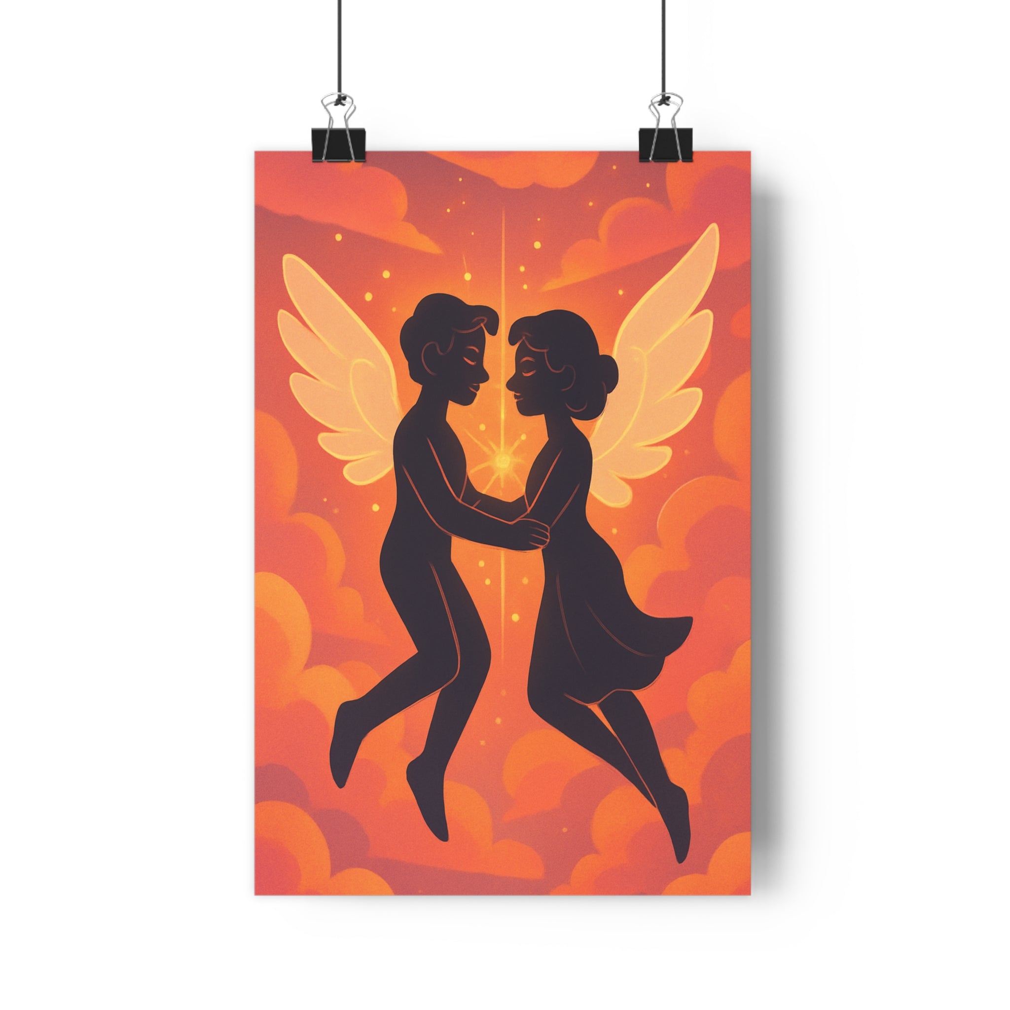 Poster décoratif céleste rose orange digital rêveur apaisant salon chambre douceur poétique 30x46 format