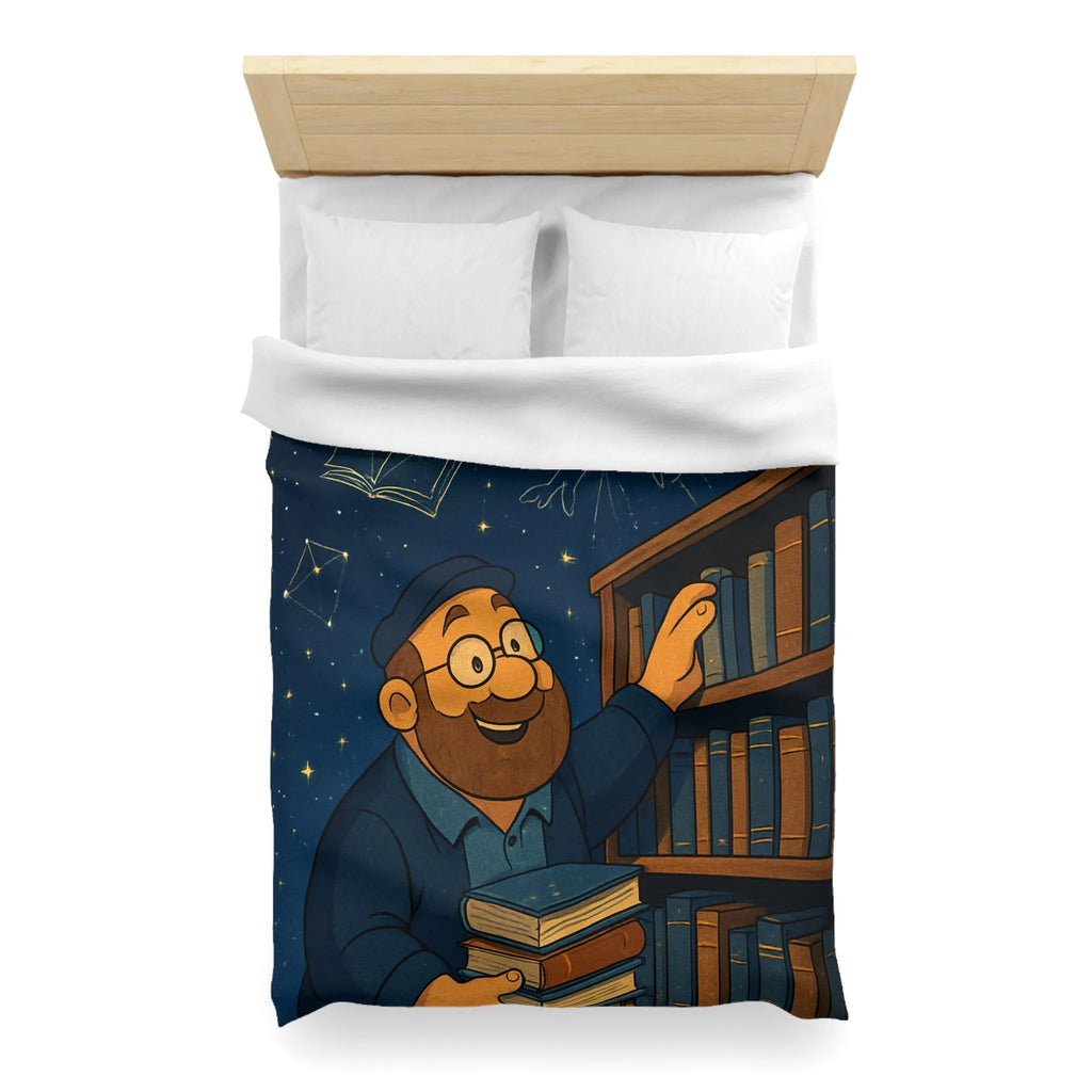 Housse de couette étoiles et livres, ambiance magique pour rêveurs passionnés de lecture