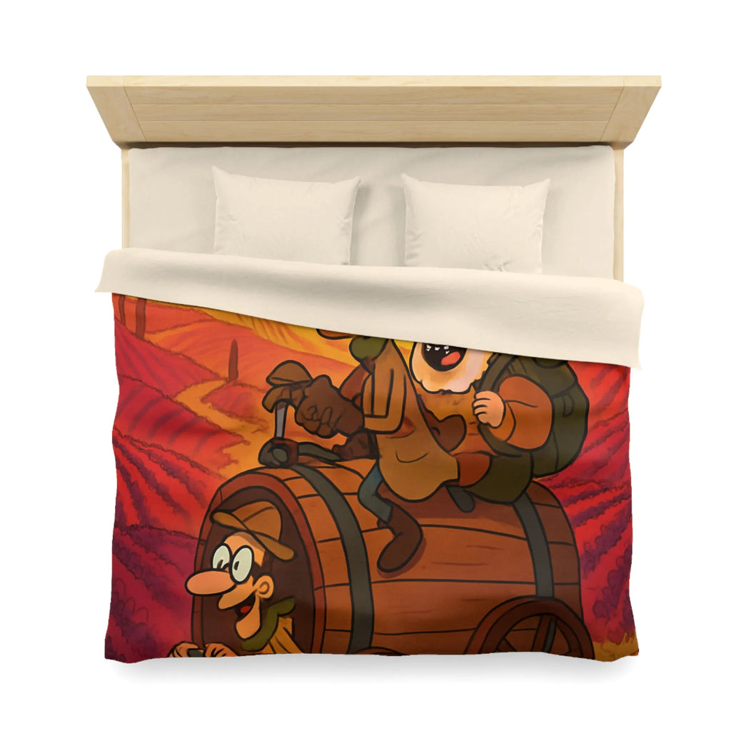Housse de Couette Aventure Comique en Paysage Champêtre avec Véhicule Original Illustré