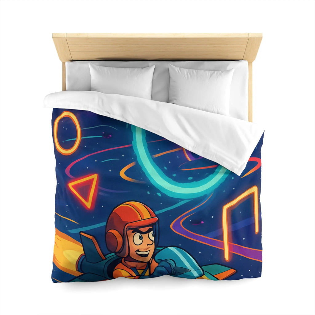 Housse de Couette Enfantine avec Motifs Spatiaux et Dessins de Vaisseau Spatial