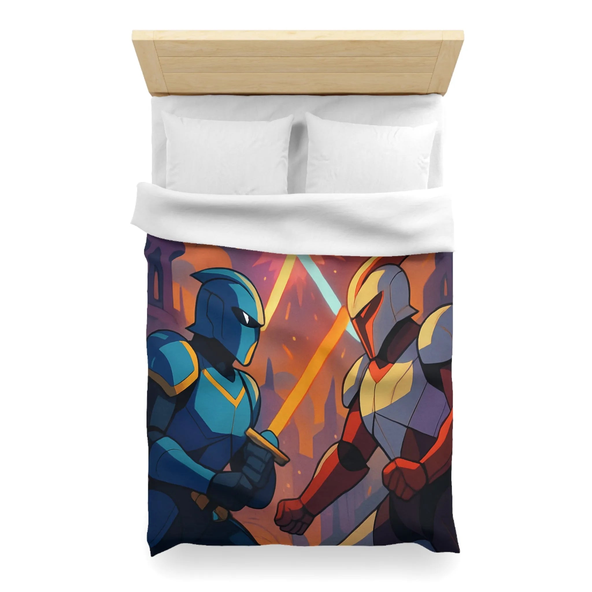 Épique scène de duel au sabre laser dans un paysage intergalactique coloré et artistique