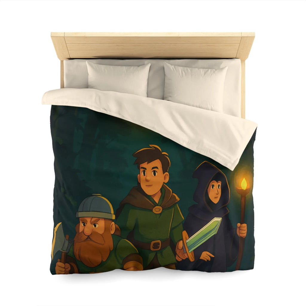 Housse de couette aventure épique forêt pour enfants avec personnages et anneau magique
