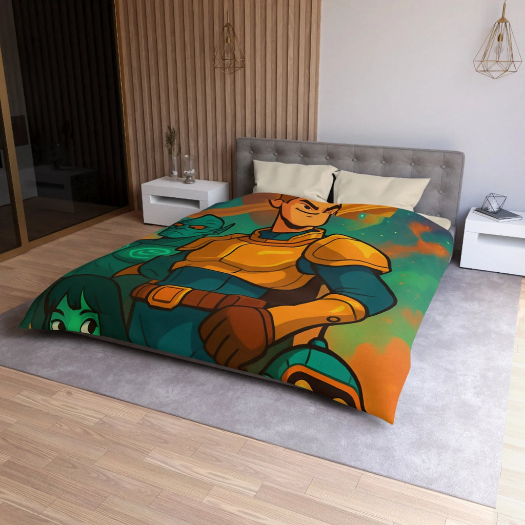 Housse de Couette Design Futuriste avec Héros de l'Espace et Planète Saturne